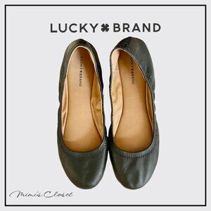 LUCKY BRAND Black Emmie Ballet Leather Flats - 10M